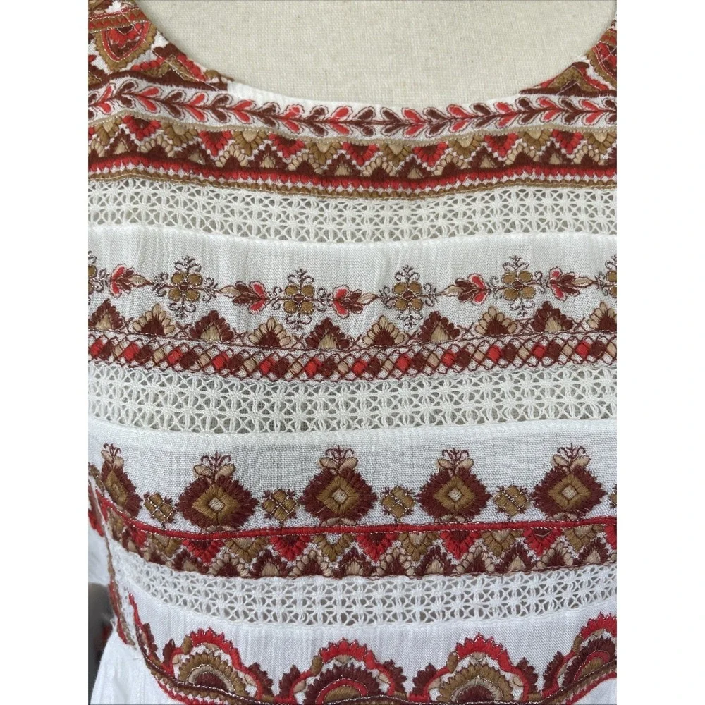 Free People Sunrise Wanderer Mini Embroidered Dress With Pockets Oversized XS